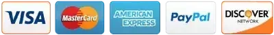 Visa, Mastercard, American Express and Discover accepted